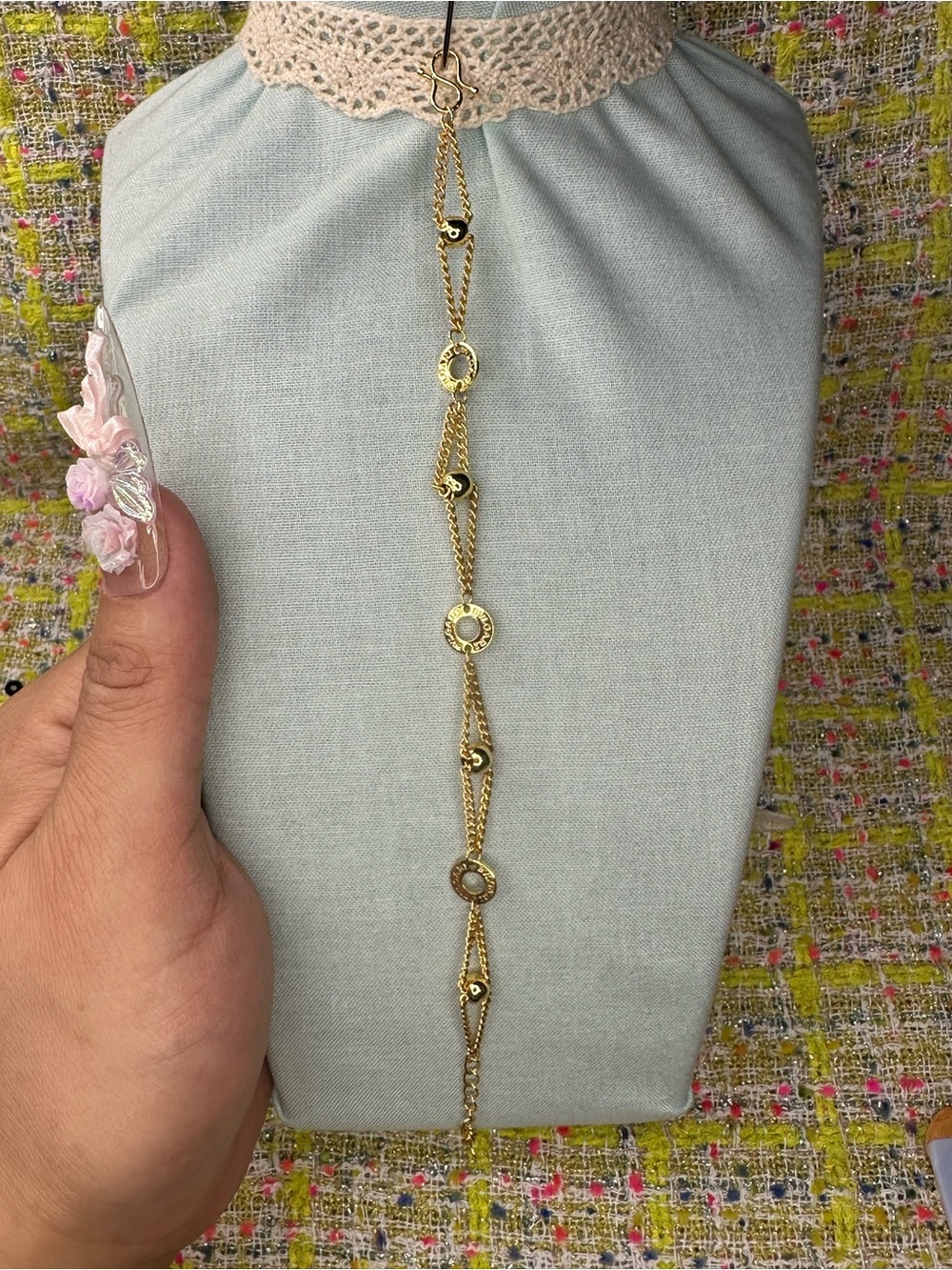 Gold-Tone Circular Link Long Necklace - Women Jewelry